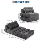 COZONY Canapé-Lit Pliant Lot de 2 - Fauteuil Convertible Simple avec Oreiller, Support Ergonomique, Portable, Housse Lavable en Machine, Gris
