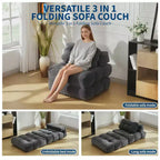 COZONY Canapé-Lit Pliant Lot de 2 - Fauteuil Convertible Simple avec Oreiller, Support Ergonomique, Portable, Housse Lavable en Machine, Gris