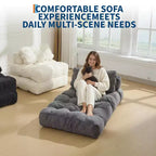 COZONY Canapé-Lit Pliant Lot de 2 - Fauteuil Convertible Simple avec Oreiller, Support Ergonomique, Portable, Housse Lavable en Machine, Gris