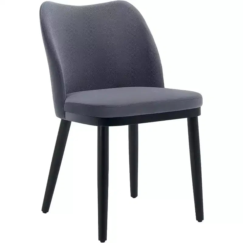 Lot de 2 chaises de salle à manger rembourrées, chaises de cuisine en velours avec dossier incurvé et pieds en bois pour salon et chambre, gris