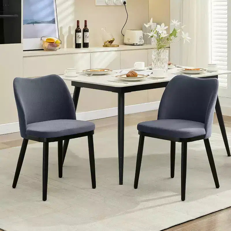 Lot de 2 chaises de salle à manger rembourrées, chaises de cuisine en velours avec dossier incurvé et pieds en bois pour salon et chambre, gris