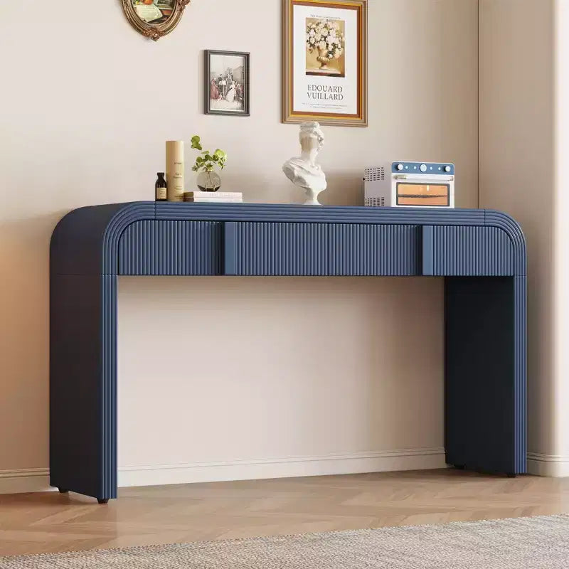 TUYOHW Table Console Minimaliste Moderne 55 pouces avec 2 Tiroirs de Rangement, Table d'Entrée pour Salon, Couloir
