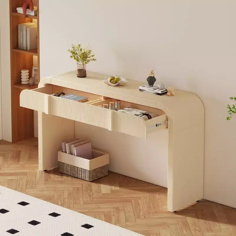 TUYOHW Table Console Minimaliste Moderne 55 pouces avec 2 Tiroirs de Rangement, Table d'Entrée pour Salon, Couloir