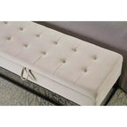 MAYEERTY 58.6 Banc de rangement, banc rembourré avec base en métal pour chambre à coucher, salon, couloir, beige