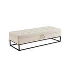 MAYEERTY 58.6 Banc de rangement, banc rembourré avec base en métal pour chambre à coucher, salon, couloir, beige