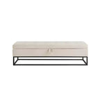 MAYEERTY 58.6 Banc de rangement, banc rembourré avec base en métal pour chambre à coucher, salon, couloir, beige