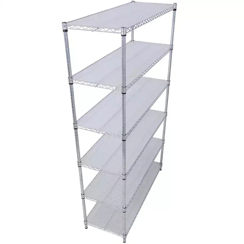 Étagère métallique VIYET à 6 niveaux 6000 lb, certifiée NSF, rayonnage de rangement robuste et réglable avec roulettes et tapis d'étagère (Chrome)