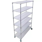 Étagère métallique VIYET à 6 niveaux 6000 lb, certifiée NSF, rayonnage de rangement robuste et réglable avec roulettes et tapis d'étagère (Chrome)