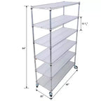 Étagère métallique VIYET à 6 niveaux 6000 lb, certifiée NSF, rayonnage de rangement robuste et réglable avec roulettes et tapis d'étagère (Chrome)