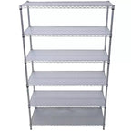 Étagère métallique VIYET à 6 niveaux 6000 lb, certifiée NSF, rayonnage de rangement robuste et réglable avec roulettes et tapis d'étagère (Chrome)