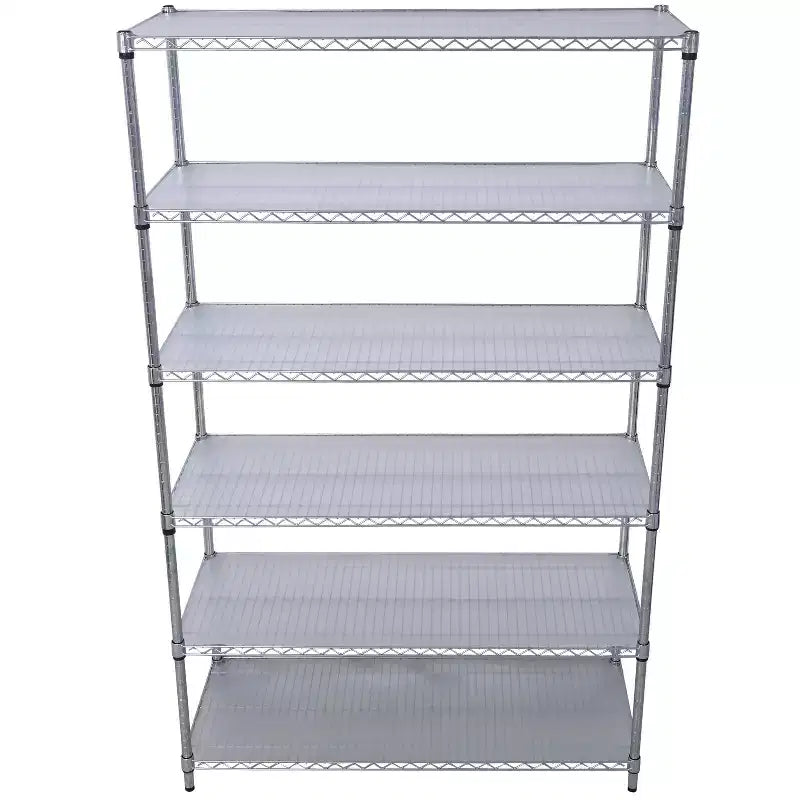 Étagère métallique VIYET à 6 niveaux 6000 lb, certifiée NSF, rayonnage de rangement robuste et réglable avec roulettes et tapis d'étagère (Chrome)