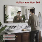 Miroir de courtoisie noir SUMERAIN, 60x28 Miroir de salle de bain avec verre facile à nettoyer pour maisons modernes