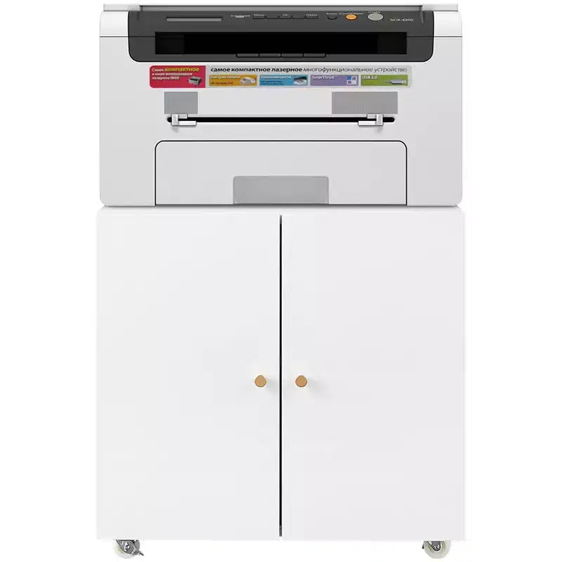 VIYET 23.6x23.6x23.6 Metal Mobile Printer Stand, Adjustable Shelf File Cabinet with Locking Wheels (White)