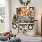 Meuble TV VASAGLE pour téléviseurs jusqu'à 65 pouces, console TV de style ferme, 2 portes coulissantes de grange, pour salon