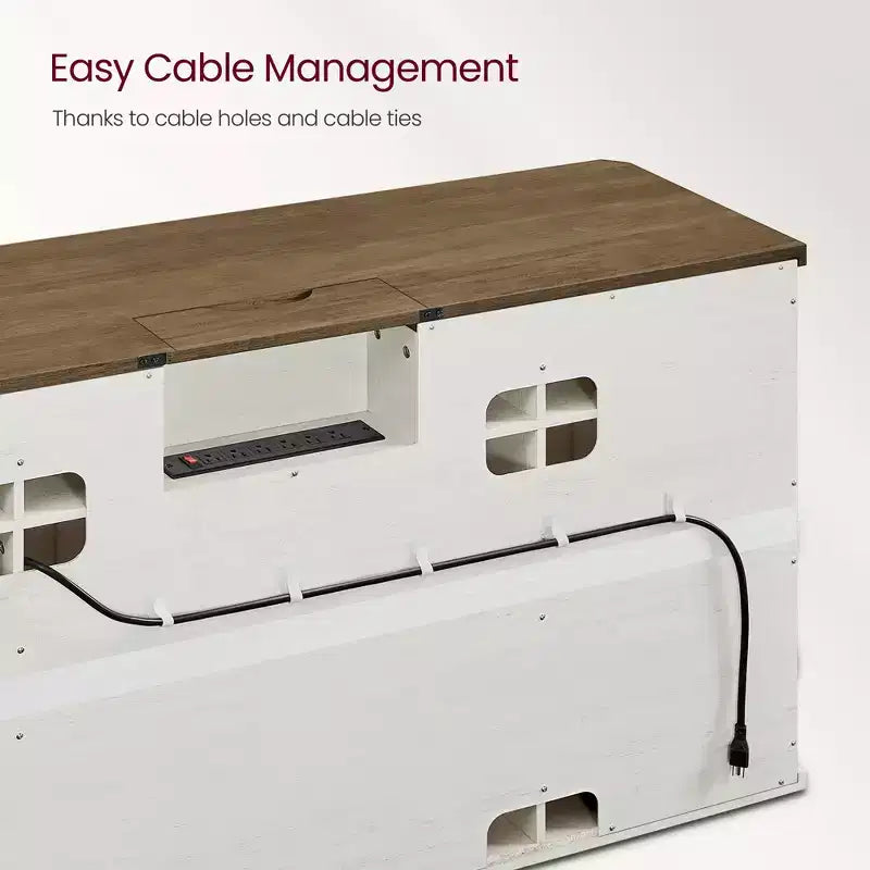 Meuble TV VASAGLE pour téléviseurs jusqu'à 65 pouces, console TV de style ferme, 2 portes coulissantes de grange, pour salon
