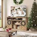 Meuble TV VASAGLE pour téléviseurs jusqu'à 65 pouces, console TV de style ferme, 2 portes coulissantes de grange, pour salon