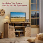 Meuble TV VASAGLE pour téléviseurs jusqu'à 65 pouces, console TV de style ferme, 2 portes coulissantes de grange, pour salon