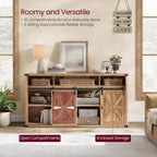Meuble TV VASAGLE pour téléviseurs jusqu'à 65 pouces, console TV de style ferme, 2 portes coulissantes de grange, pour salon