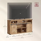 Meuble TV VASAGLE pour téléviseurs jusqu'à 65 pouces, console TV de style ferme, 2 portes coulissantes de grange, pour salon