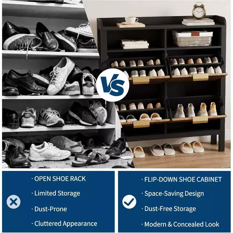 Meuble à chaussures Acekool avec 4 tiroirs basculants, organisateur d'entrée mince avec séparateurs réglables, pour couloir ou chambre à coucher