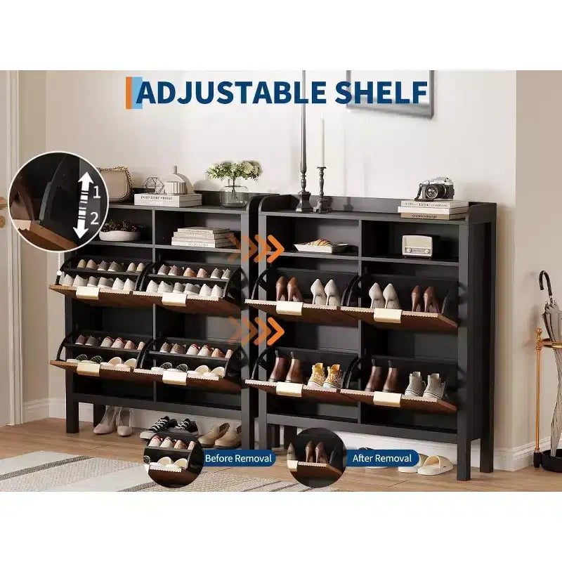 Meuble à chaussures Acekool avec 4 tiroirs basculants, organisateur d'entrée mince avec séparateurs réglables, pour couloir ou chambre à coucher
