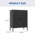 VIYET 31.5 Armoire de rangement métallique - 2 portes et 2 étagères réglables, Armoire à dossiers en acier (sans serrure), Noir