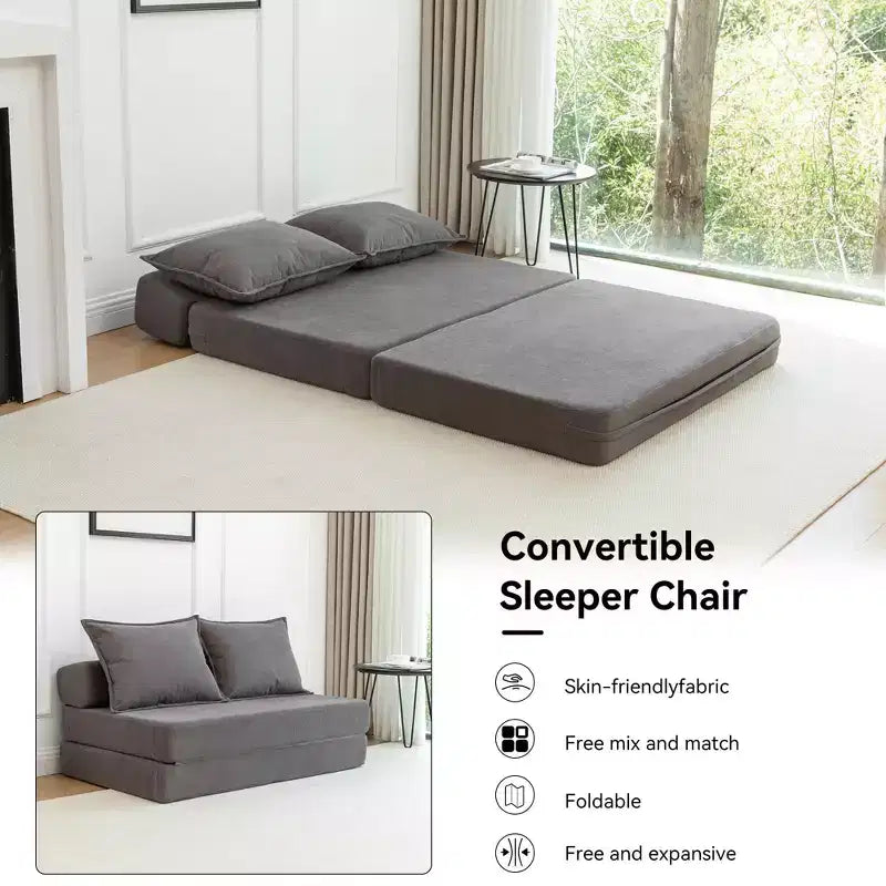 MAYEERTY Canapé-Lit Pliant avec Oreiller, Chaise Longue, Matelas de Sol avec Dossier pour Salon, Dortoir, Chambre d'amis, Bureau à Domicile, Lit Jumeau