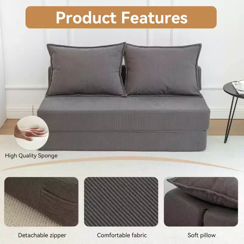 MAYEERTY Canapé-Lit Pliant avec Oreiller, Chaise Longue, Matelas de Sol avec Dossier pour Salon, Dortoir, Chambre d'amis, Bureau à Domicile, Lit Jumeau