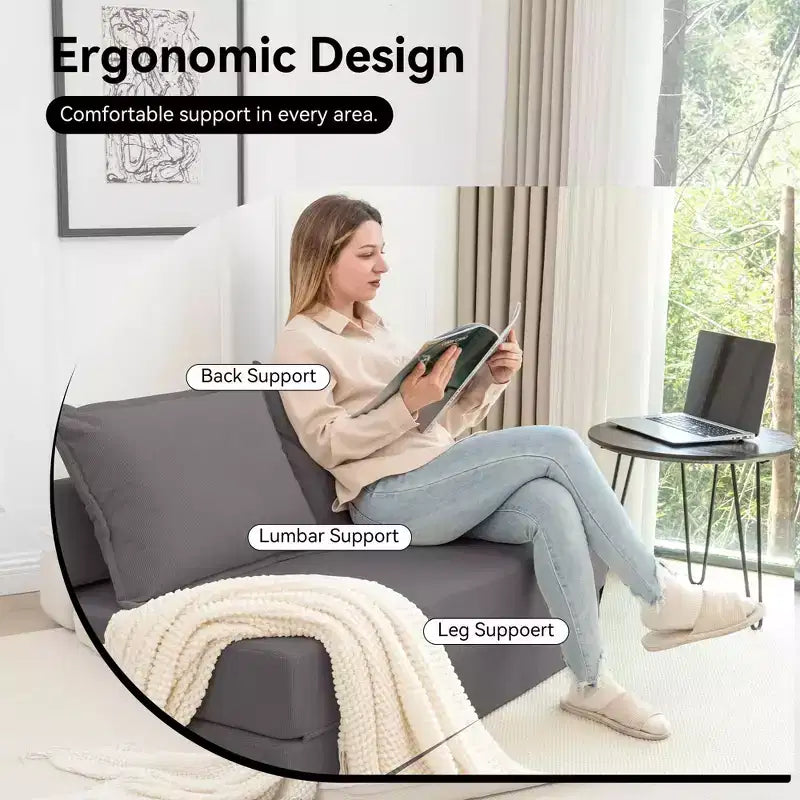 MAYEERTY Canapé-Lit Pliant avec Oreiller, Chaise Longue, Matelas de Sol avec Dossier pour Salon, Dortoir, Chambre d'amis, Bureau à Domicile, Lit Jumeau