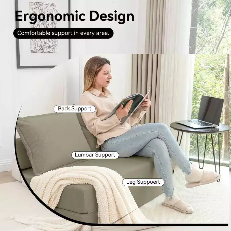 MAYEERTY Canapé-Lit Pliant avec Oreiller, Chaise Longue, Matelas de Sol avec Dossier pour Salon, Dortoir, Chambre d'amis, Bureau à Domicile, Lit Jumeau