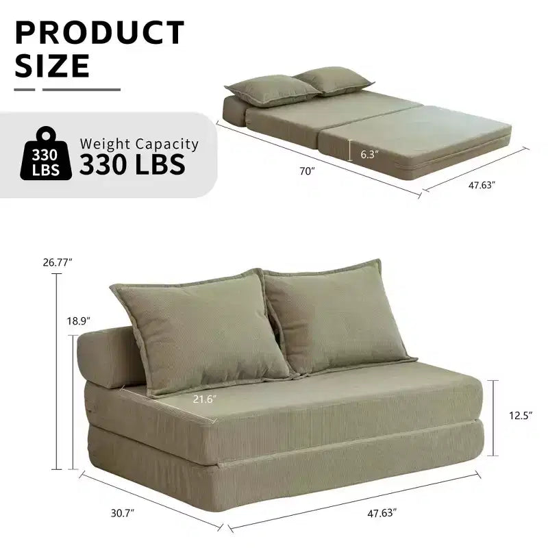 MAYEERTY Canapé-Lit Pliant avec Oreiller, Chaise Longue, Matelas de Sol avec Dossier pour Salon, Dortoir, Chambre d'amis, Bureau à Domicile, Lit Jumeau