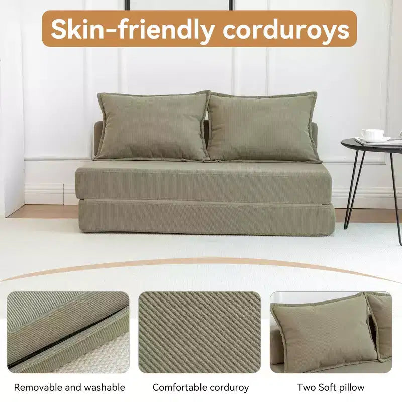 MAYEERTY Canapé-Lit Pliant avec Oreiller, Chaise Longue, Matelas de Sol avec Dossier pour Salon, Dortoir, Chambre d'amis, Bureau à Domicile, Lit Jumeau