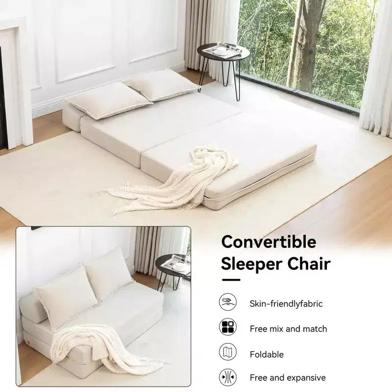 MAYEERTY Canapé-Lit Pliant avec Oreiller, Chaise Longue, Matelas de Sol avec Dossier pour Salon, Dortoir, Chambre d'amis, Bureau à Domicile, Lit Jumeau