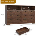 Commode à 6 tiroirs pour chambre à coucher, avec lumières LED RGB et prise de courant, commode de 140 cm de large, meuble TV pour téléviseurs de 55 pouces, pour salon, entrée