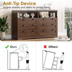 Commode à 6 tiroirs pour chambre à coucher, avec lumières LED RGB et prise de courant, commode de 140 cm de large, meuble TV pour téléviseurs de 55 pouces, pour salon, entrée