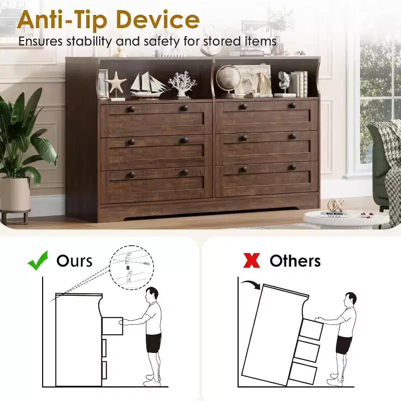 Commode à 6 tiroirs pour chambre à coucher, avec lumières LED RGB et prise de courant, commode de 140 cm de large, meuble TV pour téléviseurs de 55 pouces, pour salon, entrée
