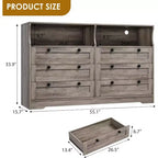 Commode à 6 tiroirs pour chambre à coucher, avec lumières LED RGB et prise de courant, commode de 140 cm de large, meuble TV pour téléviseurs de 55 pouces, pour salon, entrée