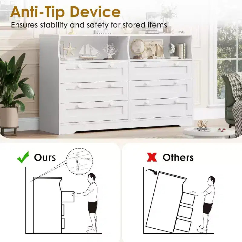 Commode à 6 tiroirs pour chambre à coucher, avec lumières LED RGB et prise de courant, commode de 140 cm de large, meuble TV pour téléviseurs de 55 pouces, pour salon, entrée
