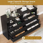Commode à 6 tiroirs pour chambre à coucher, avec lumières LED RGB et prise de courant, commode de 140 cm de large, meuble TV pour téléviseurs de 55 pouces, pour salon, entrée