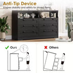 Commode à 6 tiroirs pour chambre à coucher, avec lumières LED RGB et prise de courant, commode de 140 cm de large, meuble TV pour téléviseurs de 55 pouces, pour salon, entrée