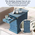 Table d'appoint classique vintage avec ports USB et 1 tiroir avec porte-gobelets, table de chevet étroite pour salon et chambre à coucher