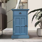 Table d'appoint classique vintage avec ports USB et 1 tiroir avec porte-gobelets, table de chevet étroite pour salon et chambre à coucher