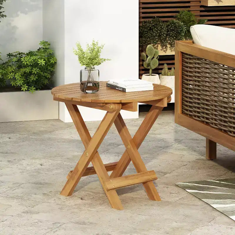 JVNOXK Table d'appoint moderne pliable et réglable (45-70 cm) en palissandre (finition teck), adaptée comme plateau de canapé, table de chevet