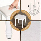 GDFStudio Coiffeuse Lillian moderne en bois, de style bohème, avec miroir triptyque, 13 ampoules, 5 tiroirs et station de recharge