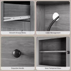 Armoire de cuisine avec support pour micro-ondes, armoire de type « hutch » autoportante avec buffet, grandes armoires de rangement pour cuisine, salle à manger