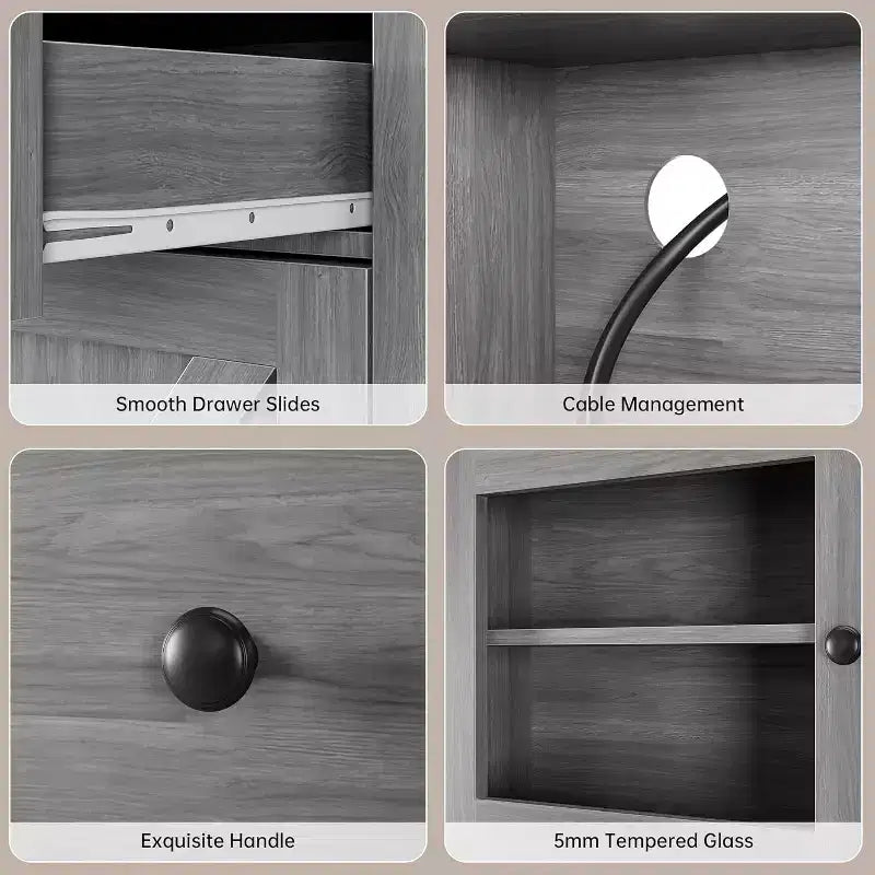 Armoire de cuisine avec support pour micro-ondes, armoire de type « hutch » autoportante avec buffet, grandes armoires de rangement pour cuisine, salle à manger