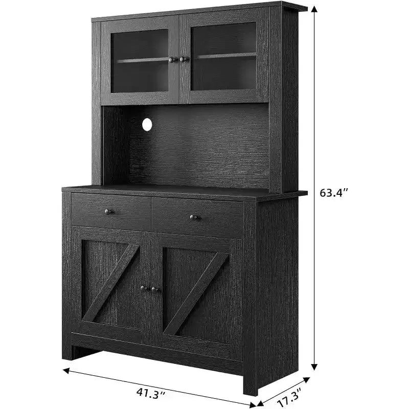 Armoire de cuisine avec support pour micro-ondes, armoire de type « hutch » autoportante avec buffet, grandes armoires de rangement pour cuisine, salle à manger