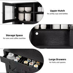 Armoire de cuisine avec support pour micro-ondes, armoire de type « hutch » autoportante avec buffet, grandes armoires de rangement pour cuisine, salle à manger