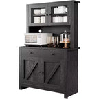 Armoire de cuisine avec support pour micro-ondes, armoire de type « hutch » autoportante avec buffet, grandes armoires de rangement pour cuisine, salle à manger