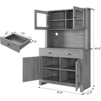 Armoire de cuisine avec support pour micro-ondes, armoire de type « hutch » autoportante avec buffet, grandes armoires de rangement pour cuisine, salle à manger